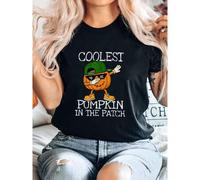 Shein women t-shirt print Coolest Pumpkin In The Patch Halloween Costume Boy Girl T-Shirt Stretched Unisex Slightly women Print Round Neck Short Sleeve gra