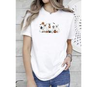 Shein women t-shirt print Cute Halloween Dogs Dressed As Ghosts Pumpkins for Women T-Shirt women Casual fashion Comfortable T-Shirt For Women Casual designe
