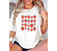 Shein women t-shirt print ® Cute Strawberry Shirt, Summer Girl Shirt, Cottagecore Shirt, Graphic Tee, Back To School, Strawberry Gift, Farm Life Shirt Comfo