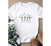 Shein women t-shirt print Dancing Skeleton Shirt, Pumpkin Shirt, Skeleton Shirt, Halloween Shirt, Dancing Skeleton Tshirt, Halloween Gift,Gift for Her Casua