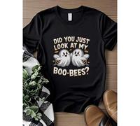 Shein women t-shirt print Did You Just Look at My Boo-Bees T-Shirt, Funny Halloween Ghost Shirt, Cute Spooky Season Tee, Halloween Pun Top, Ghost Bee Costum