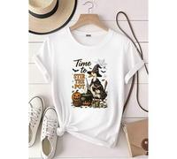 Shein women t-shirt print Fall Shirt, Time To Stir The Pot, Duck Witch, Cauldron, Halloween, Premium Soft Unisex Tee, Plus Sizes Available T-Shirt For Women