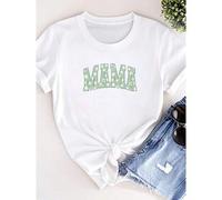 Shein women t-shirt print Floral Mama Shirt, Daisy Mom Tee, Trendy Mom Tshirt, Women's Flower Mama Shirt, Spring Pregnancy Reveal Gift for New Mom Summer Ve