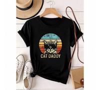 Shein women t-shirt print Funny Cat Daddy Lover Vintage Gift For Men T-Shirt Slightly graphic Breathable Versatile Stretched women streetwear Comfortable fa