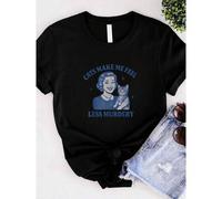Shein women t-shirt print Funny Cat Lover Cats Make Me Feel Less Murdery T-Shirt Women Top Graphic Tees Stylish Versatile Casual female Unisex Breathable St