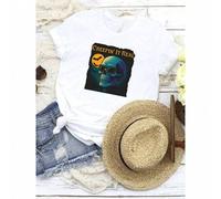 Shein women t-shirt print Funny Halloween Shirt Creepin It Real Skeleton Shirt Funny Spooky Season Shirt Cool Skull Tee Fall Tshirt Retro Halloween Tee Casu
