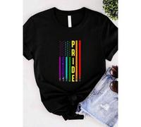 Shein women t-shirt print Gay Pride USA Flag Shirt,Equal Rights,Pride Shirt,LGBT Shirt,Social Justice,Hu Rights,Anti Racism,American Rainbow Flag Shirt,Homo