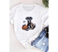 Shein women t-shirt print Great Dane Pumpkin Halloween Jumper For Dog Lover, Vintage Great Dane Van Gogh Painting For Pet Owner, Retro Dog Graphic Sweater g