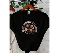 Shein women t-shirt print Grow Positive Shirts - Mental Health Shirts - Positivity T-Shirt - Positive Affirmation Shirt - Floral Mental Health Shirt designe