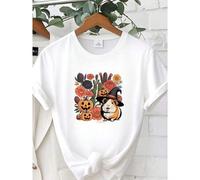 Shein women t-shirt print Guinea Pig Halloween Boho Flower T-Shirt For Animal Lover, Floral Guniea Pig Halloween T Shirt For Autumn, Vintage Pumpkin Tee Com