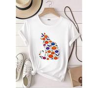 Shein women t-shirt print Halloween Cat Shirt, Fall Pumpkin Graphic Tee, Spooky Season , Cute Autumn Cat T-Shirt, Pumpkin Patch Fall Festival Top Stylish Co