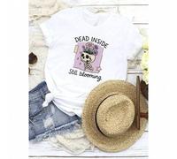 Shein women t-shirt print Halloween Holiday Shirt - Dead Inside, Still Blooming- T-shirt, Sweatshirt, Hoodie Women Top Graphic Tees Breathable graphic T-Shi