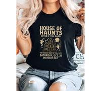 Shein women t-shirt print Halloween Holiday Shirt - House Of Haunts - Enter If You Dare - The Scariest Night Of Your Life - T-shirt, Sweatshirt, Hoodie Top