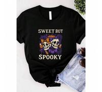 Shein women t-shirt print Halloween Holiday Shirt - Sweet but Spooky - T-shirt, Sweatshirt, Hoodie Casual Stretched Versatile Print Round Neck Short Sleeve