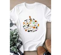 Shein women t-shirt print Halloween Little Things Doodles Shirt, Cute Halloween Tee Shirt, Halloween Graphic Shirt, Pumpkin Witch Ghost Spooky Mom Shirt,Hal