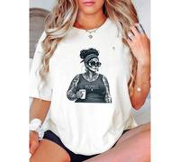 Shein women t-shirt print Halloween Mombie T-Shirt, Skeleton Mom Shirt, Day of the Dead Tee, Funny Halloween Shirt for Moms, Skull Graphic Tee Gift streetwe