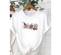 Shein women t-shirt print ® Halloween Nurse T-Shirt, Spooky Nurse T-Shirt, Cute Ghost Nurse Life Tee, October Medical Shirt, Pumpkin Patch RN T-Shirt Stretc