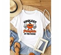 Shein women t-shirt print Halloween Pumpkin For Boys Coolest Pumpkin In The Patch T-Shirt Stylish Print Round Neck Short Sleeve Versatile designer clothes