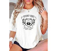 Shein women t-shirt print Halloween Shirt, ®, Fall Shirts for Women, Dancing Skeletons Spooky Season Social Club, Halloween Lover Shirt Gifts for Her Casua