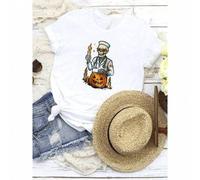 Shein women t-shirt print Halloween Skeleton Doctor T-Shirt, Spooky Jack-O-Lantern Medical Costume Tee for Nurses, Doctors & Healthcare Workers with Hum