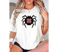 Shein women t-shirt print Halloween Spider T-Shirt, Unisex Halloween Shirt, Casual Spider Tee, Quilt Block T-Shirt Print, Unique Gift for Spooky Season desi