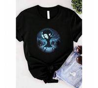Shein women t-shirt print Halloween Town T-Shirt, Spooky Tree Shirt, Ghostly Apparition, Pumpkin Lanterns, Autumn Vibes, Dark Fantasy Tee, Gothic Halloween