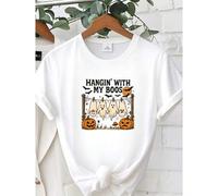 Shein women t-shirt print Hangin with My Boos Shirt, Funny Hanging Ghost Friends, Halloween Shirt, Retro Ghost Shirt, Cute Halloween Shirt, Fall Shirt, Pump