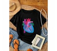 Shein women t-shirt print Heart Anatomy Shirt, Doctor Gift , Heart Anatomy Shirt, Cardiologist Shirt, Nursing Gift Women Top Graphic Tees Top For Everyday W