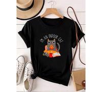 Shein women t-shirt print I'm An Indoor Cat Funny Reading Coffee Gaming Cat Person Tee Men Women T-Shirt fashion female streetwear women Comfortable Casual