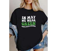 Shein women t-shirt print In May We Wear Green Shirt, Awareness TShirt, Mental Health Month Shirt, Mental Health Shirt, Mental Health Matter Summer female W