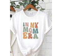 Shein women t-shirt print In My Mom Era Shirt, Cool Mom T-Shirt, Retro Mom Shirt, Gift for Mom, Mother's Day Gift, New Mom Shirt, Mom To Be Gift, Pregnancy