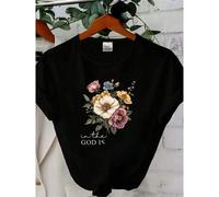 Shein women t-shirt print In the Waiting God is Working Sweatshirt, Vintage Floral Christian Sweatshirt Christian Gift Shirt, Wildflower Christian, Bible Ve