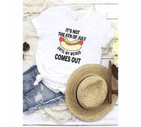 Shein women t-shirt print It's Not 4th Of July Until My Comes Out Shirt, 4th of July Hot Dog Shirt, Independence Day Tee, 4th July Shirt, Hot Dog Lover Shi