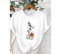 Shein women t-shirt print It's The Most Wonderful Time Of The Year Skeleton Shirt, Halloween Shirt, Halloween Party Shirts, Skeleton Fall Shirt,Fall T-shirt
