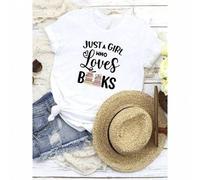 Shein women t-shirt print Just A Girl Who Loves Books Shirt, Book Lover T-Shirt, Book Love Shirt, Love Reading Shirt, Book Nerd Shirt, Bookish Shirt, Librar