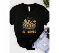 Shein women t-shirt print Just Waiting for Halloween Shirt, Chill Skeleton Float Tee, Spooky Summer Shirt, Ghoul Vibes Tee, Halloween Beach Shirt, Retro Ske
