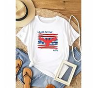 Shein women t-shirt print Land Of The Free Because Of The Brave Eagle Shirt, Stars Stripes America Shirt, Fourth Of July T-Shirt, 4th July Shirt, American F
