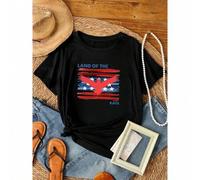 Shein women t-shirt print Land Of The Free Because Of The Brave Eagle Shirt, Stars Stripes America Shirt, Fourth Of July T-Shirt, 4th July Shirt, American F