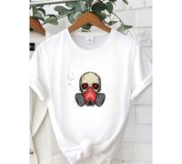 Shein women t-shirt print Love Is In The Air Try Not To Breath Shirt, Love Is In The Air Gas Mask Skull T-Shirt, Funny Valentines Day Shirt, Sarcastic Valen