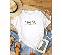 Shein women t-shirt print Mama Est 2025 Shirt, Pregnancy Announcement Tee, New Mom Shirt, Mother's Day Gift, Baby Shower Mom Shirt, Mother To Be T-shirt, Gi