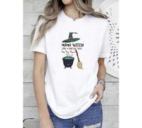 Shein women t-shirt print Mama Witch Shirt, Like A Normal Mom Only More Magical, Halloween Shirt, Halloween Women Halloween Shirt, Witch Shirts, Halloween M