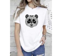 Shein women t-shirt print Men's Panda Sugar Skull Tee Day of the Dead Dia Los Muertos Mexico Costume Halloween Gift Men's Crewneck T-shirt Top For Everyday