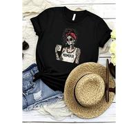 Shein women t-shirt print Mombie Skeleton TShirt for Moms, Funny Halloween Shirt, Day of the Dead Graphic Tee, Cool Mom Gift, Dia de los Muertos Shirt Top F