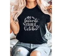 Shein women t-shirt print My Favorite Color is October T-shirt, Fall Shirt, Pumpkin T-Shirt, Fall is my Favorite, Halloween Shirt, Autumn October Tee, Thank