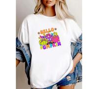 Shein women t-shirt print ® Neon Hello Pumpkin Fall Halloween Shirt, Cute Autumn Shirt for Women, Soft Cozy Shirt, Spooky Season Shirt, Gift for Her Women T