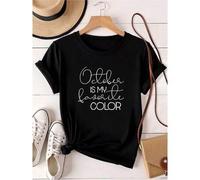 Shein women t-shirt print October Is My Favorite Color Shirt Fall Graphic Tee Minimal Autumn Quote Shirt Cute October Shirt Pumpkin Season Outfit Cozy Fall