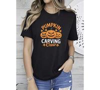 Shein women t-shirt print Pumpkin Carving Crew Family Matching Pumpkin Head Halloween T-Shirt Top For Everyday Wear graphic Casual fashion designer clothes