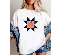 Shein women t-shirt print Pumpkin Star T-Shirt Print, Fall Fashion, Halloween Outfit, Quilt Block Print, Quilters Print Shirt, Gift for Her or Him women Wom