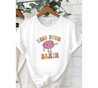 Shein women t-shirt print Retro Teacher Sweatshirt, Back To School, Kiss Your Brain, Teacher Appreciation Gift, Cute Teacher Gift, Sped Teacher Shirt, New T