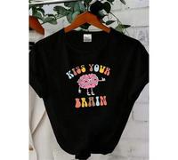 Shein women t-shirt print Retro Teacher Sweatshirt, Back To School, Kiss Your Brain, Teacher Appreciation Gift, Cute Teacher Gift, Sped Teacher Shirt, New T